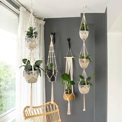 Macrame Závesný držiak na kvetináče Závesný košík na jutové lano Záhradná dekorácia