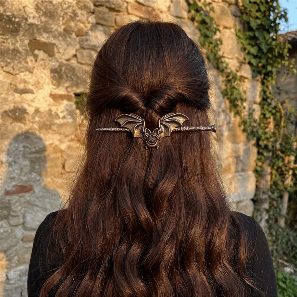 Metal Bat Hair Bun Flexible Gothic Hairpin Halloween Bat Disk Hairpin Party Accessories