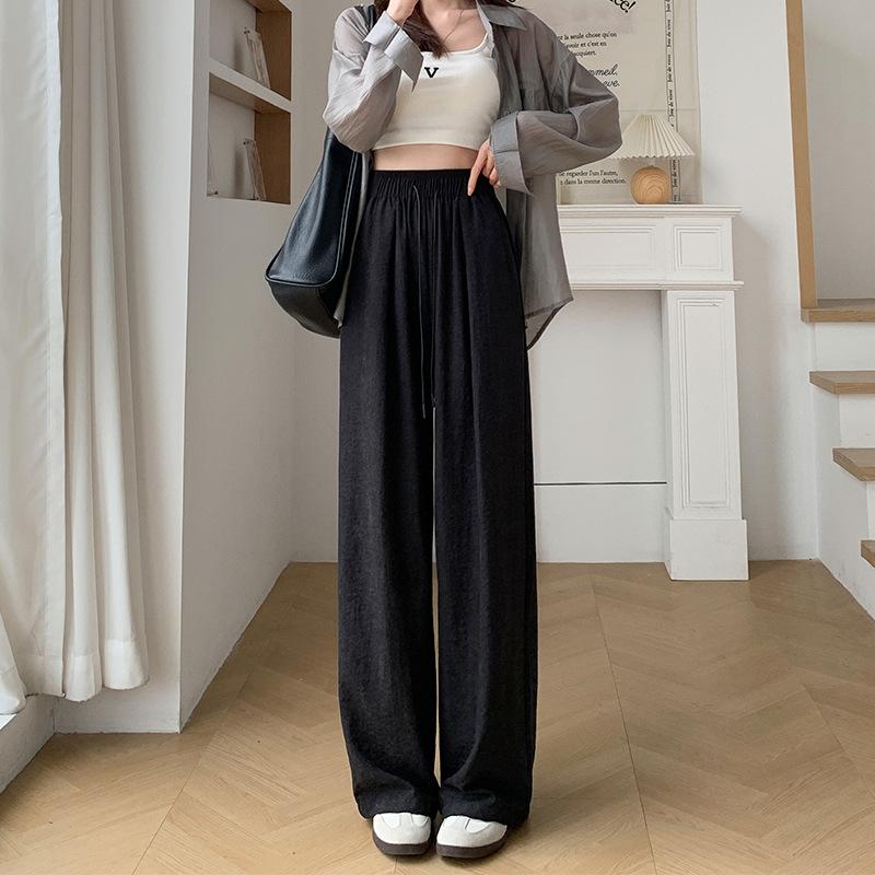 Lazy Wind Texture Wide-leg Pants Spring and Summer High Waist Loose Casual Pants Straight Mopping Milk Pants Women