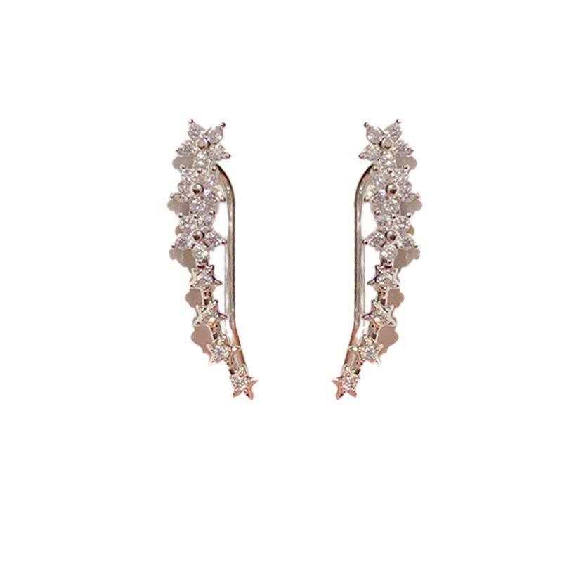 Elegant Starlight Flower Stud Earrings - High-End Fashionable Ear Cuff