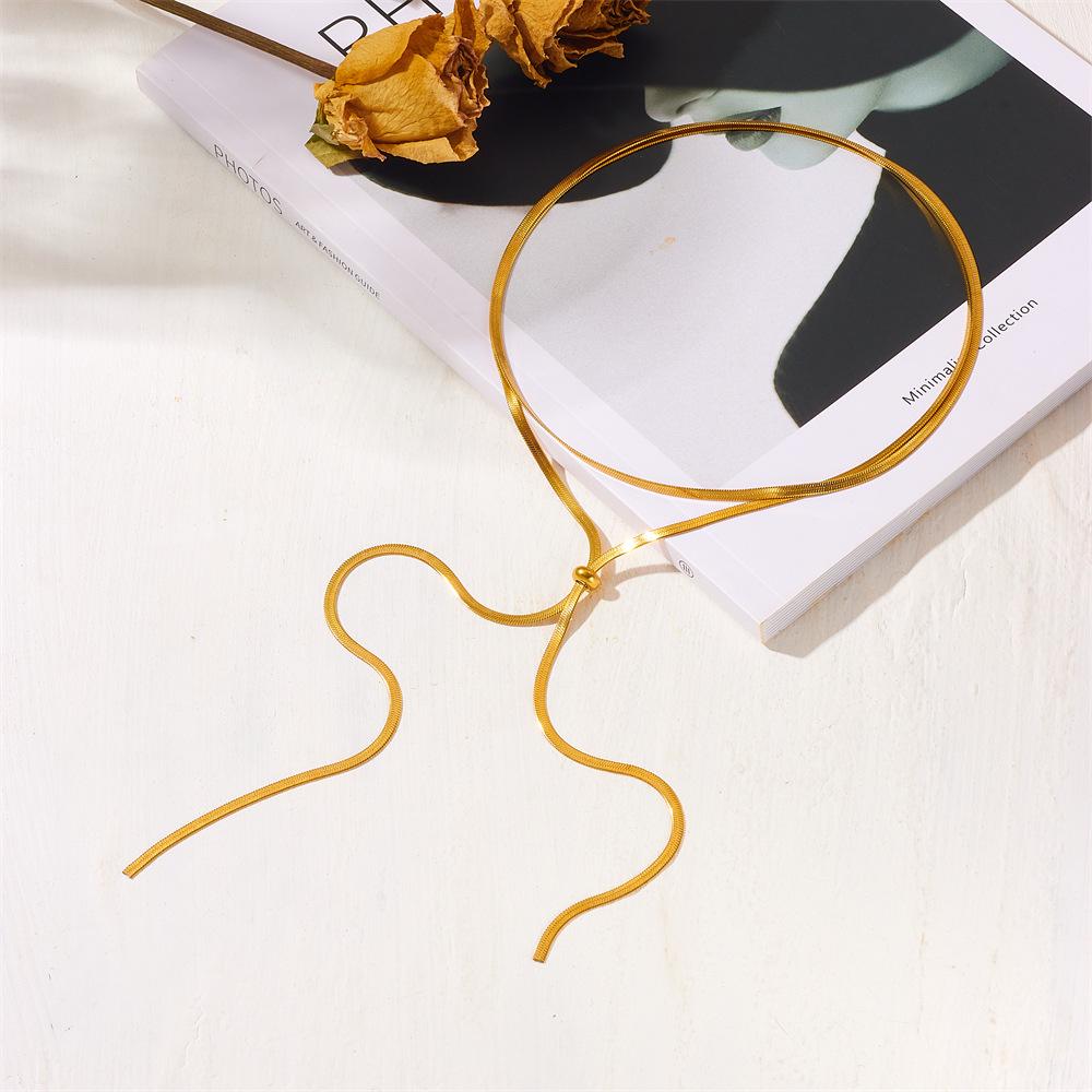 Minimalist European & American Style Stainless Steel Snake Chain Necklace for Women