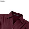 ZANZEA Women Casual Turn Down Collar Long Sleeve Loose Long Shirt Dress