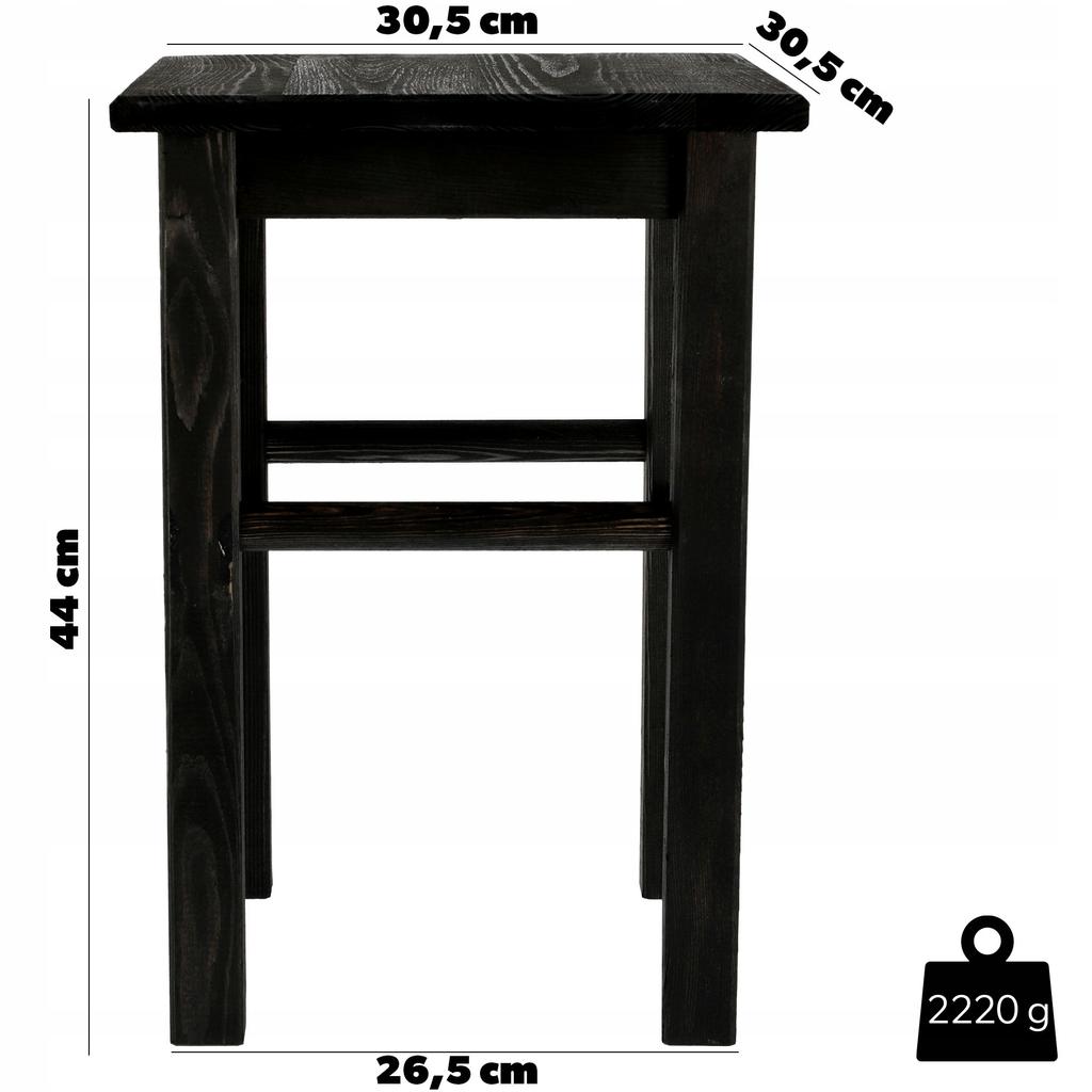 KADAX Sgabello in Legno da Cucina Sgabello Sedia 43,5cm Solido Nero