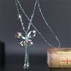 Fashion Crystal Beaded Tassel Pendant Necklace Long Sweater Butterfly Chain Women Jewelry Gift