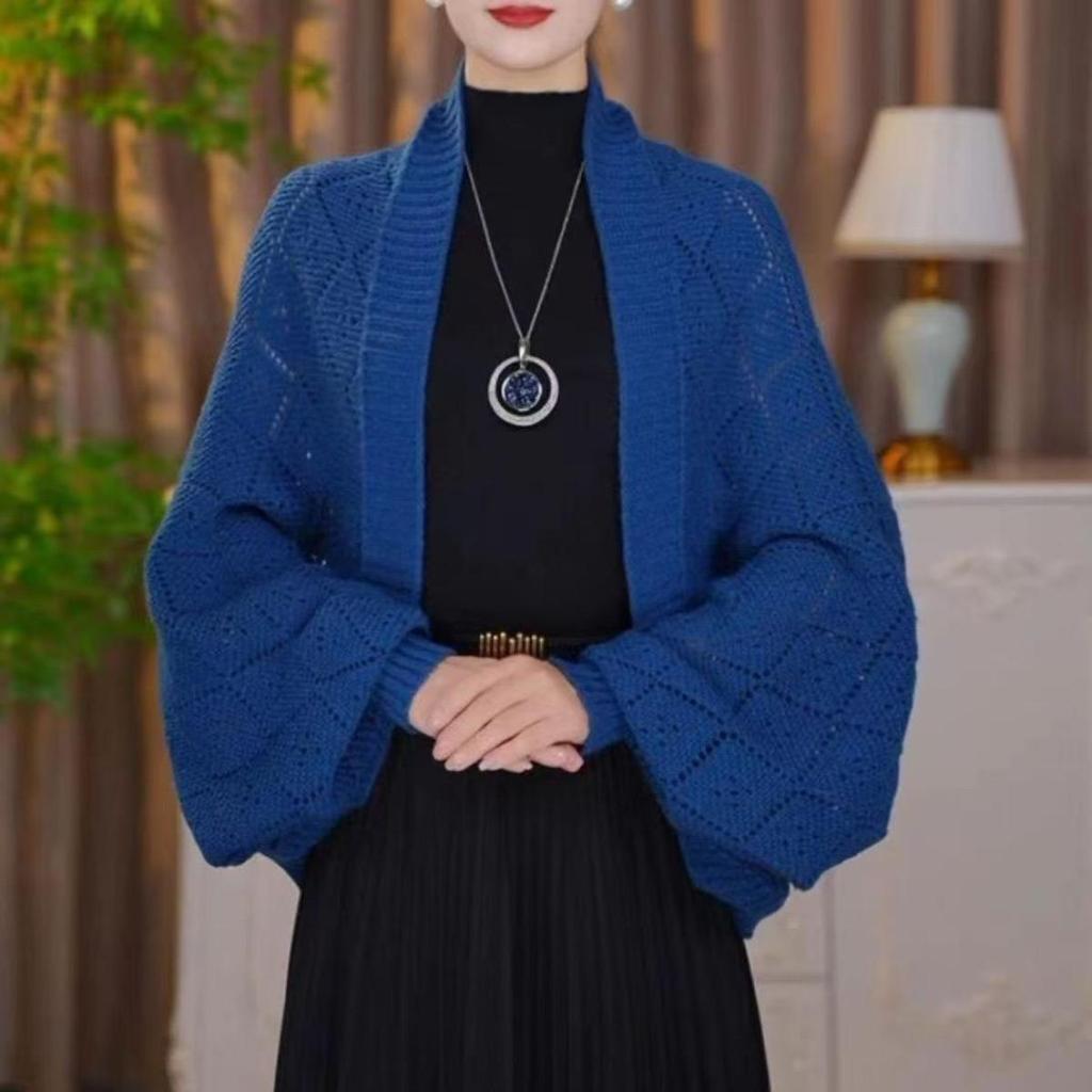 Autumn/Winter New Arrival: Knitted Close-Weave Check Shawl Warm, Versatile, Stylish & Elegant Cardigan Fashionable Outerwear