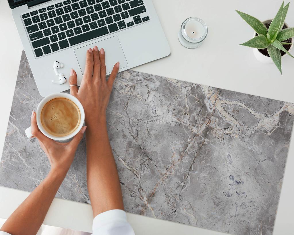Anti-Slip Protective Desk Mat with Marble Vein Graphic 90x45 cm