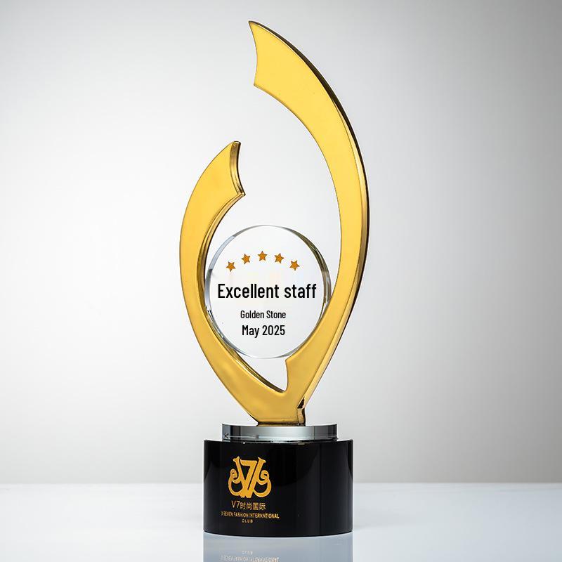 

2024 Настраиваемый металлический трофей для награды «Отличный сотрудник» с цветной печатью