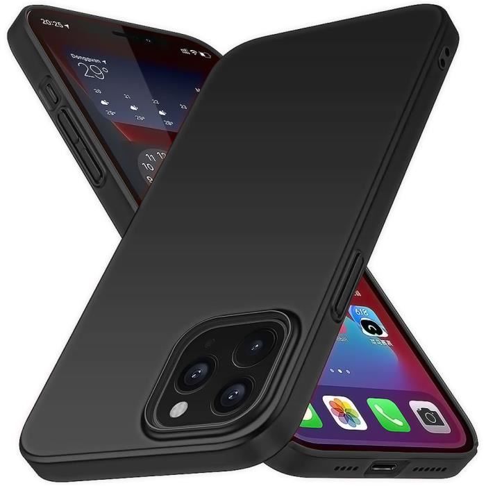 Coque pour iPhone 12 Pro Max - E.F.CONNECTION - Souple Silicone - Verre trempé - Protection anti-choc - Noir