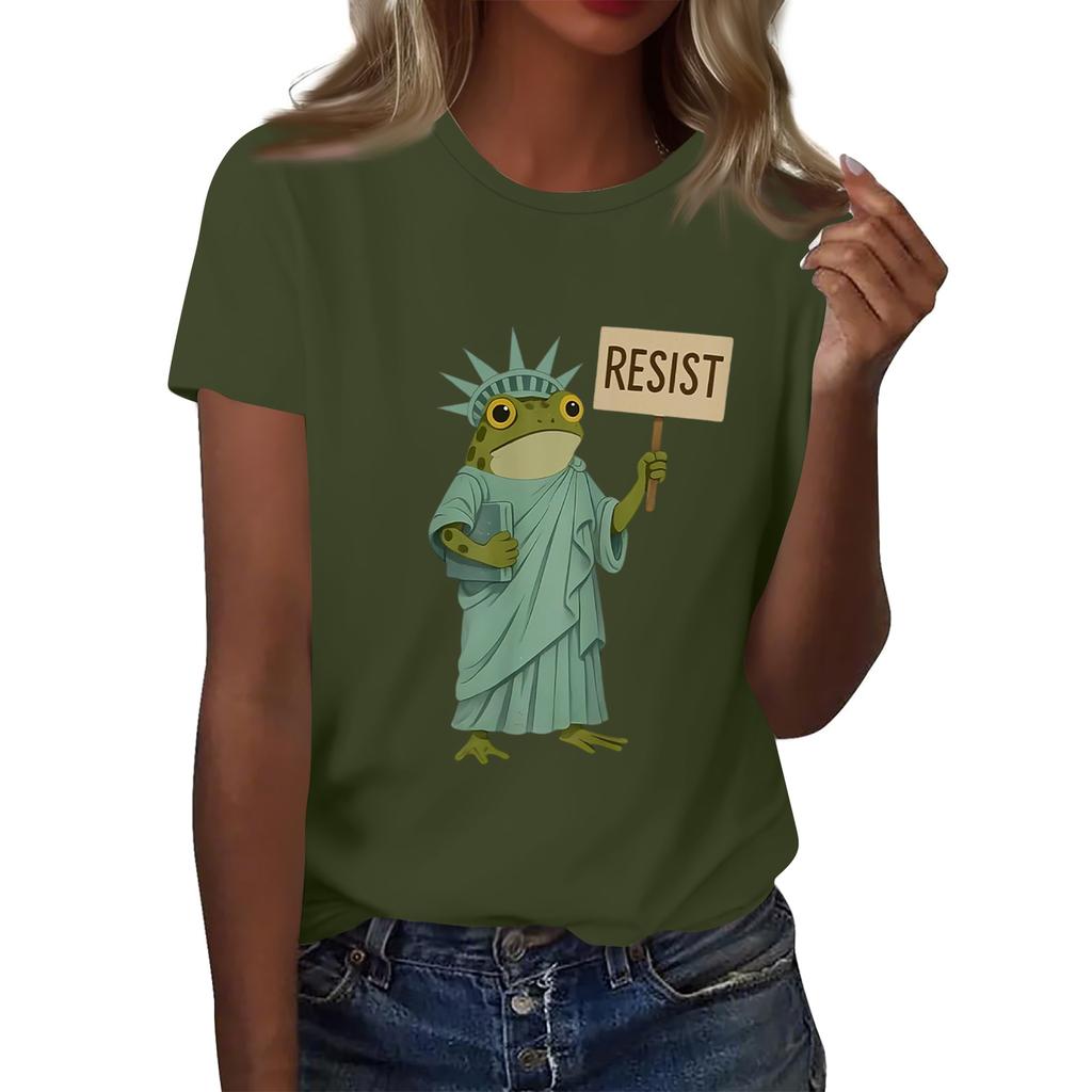 Women's Printed Round Neck Short Sleeve Top