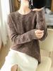 Women's 100% Pure Wool Round Neck Thickened Sweater for Autumn/Winter