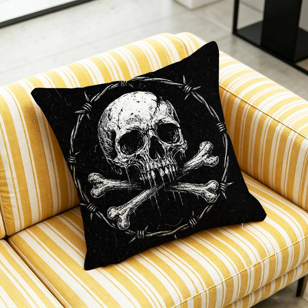 For Fish Cat Skull Pirate Jack Rackham Jolly Roger Throw Pillow Cover Case Custom Decorative Pillowcase Accent Cushion Covers