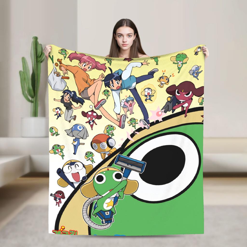 Classic Comedy Anime Keroros Frog Blanket  Travel Flannel Throw Blanket For Couch Chair Super Soft Design Quality Bedspread Gift