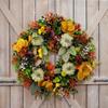 Harvest Festivals Faux Pumpkin Wreath Elegant Fall Flower Wreath Artificial Flower Decoration for Wall or Window