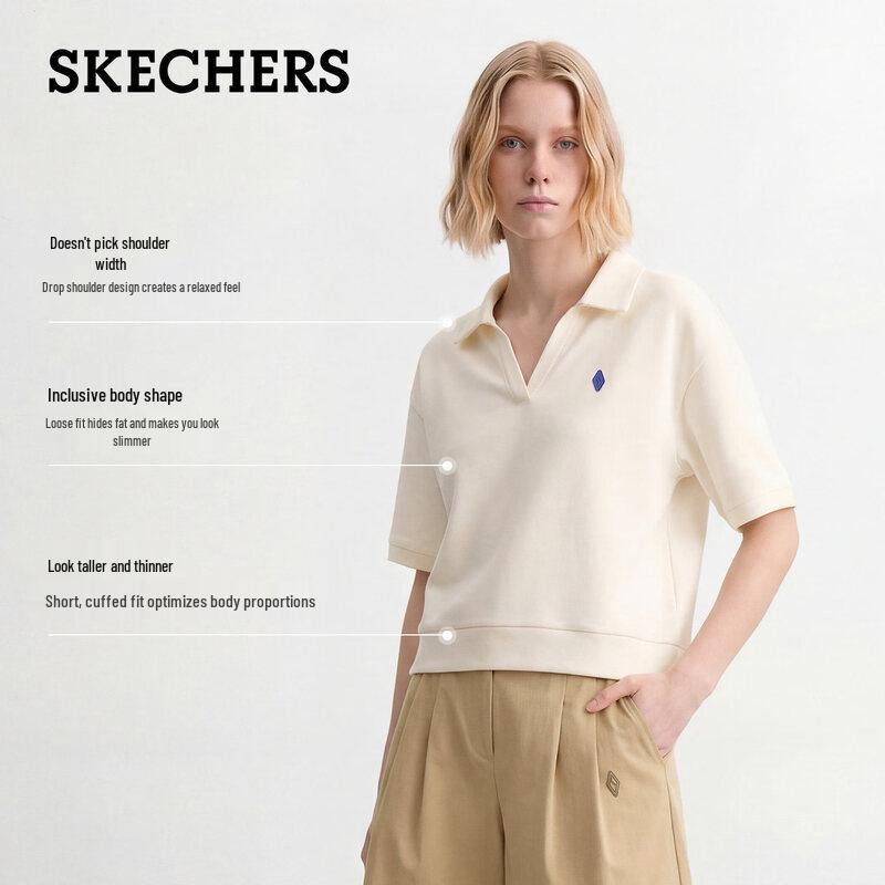 Skechers Klassisches Damen-Strick-Poloshirt mit kurzen Ärmeln L226W064