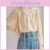 French Romantic Linen Blouse With Ruffle Sleeves For Spring Fashion Ladies