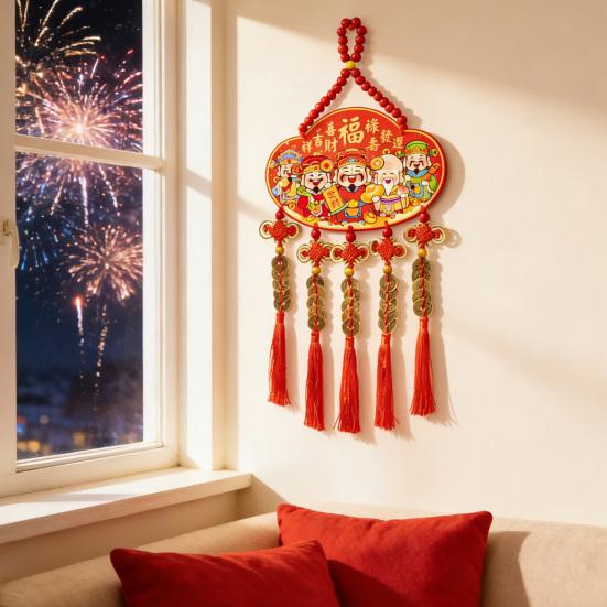Chinesische Neujahrsdekoration 2026 Jahr des Pferdes Türschild Traditionelles Wandbehang-Ornament mit kleinen Glöckchen für das Frühlingsfest Zuhause Büro Geschäft
