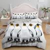 Penguin King Queen Duvet Cover Lovely Black White Antarctic Animals Bedding Set For Kids Wildlife 2/3pcs Polyester Quilt Cover