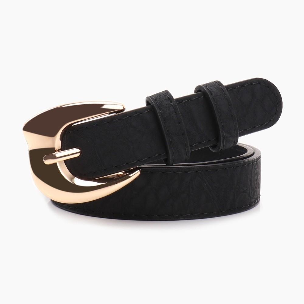 Pin Buckle Closure PU Leather Belt Minimalist Faux Leather Waistband Slim Waist Strap  For Women