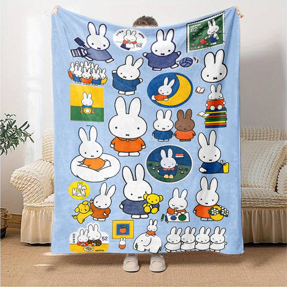 1pc Miffy3 Blanket, Gift, for Men and Women, Soft Blanket, Good for Sofa Bed Couch Travel, Lightweight Flannel Blanket
