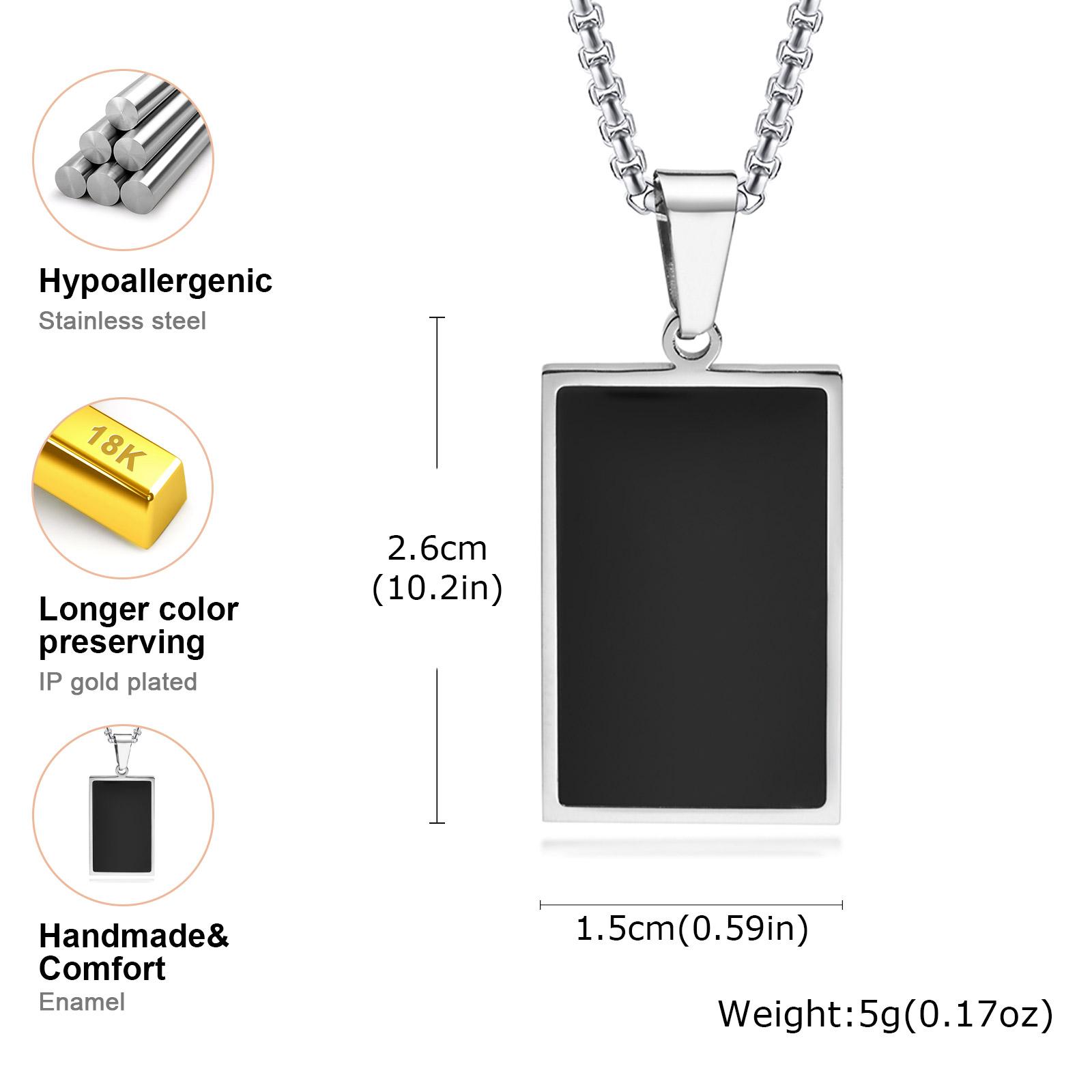 Trendy Men s Square Pendant Necklace,Casual  Stainless Steel Dogtag Necklace,Birthday Anniversary Gift 60cm