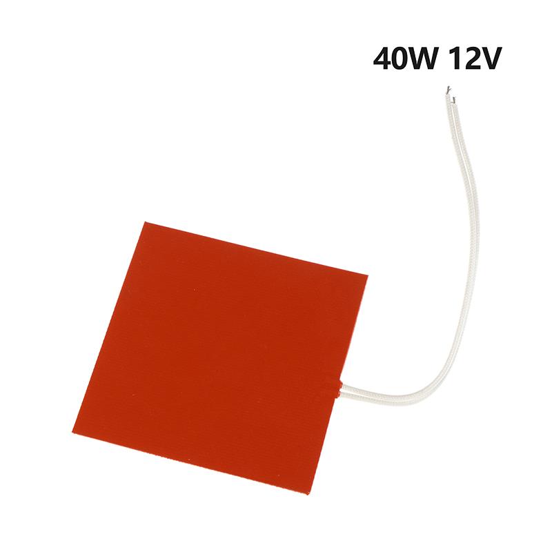 40W 12V Silicone Heating Pad Square Rubber Heat Mat Heated Bed Plate Flexible Waterproof 3D Printer