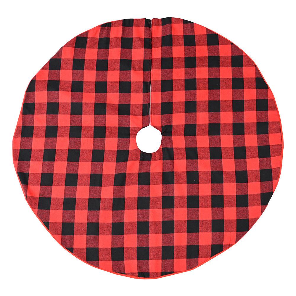 

Red And Stylish Black Gingham Christmas Tree Skirt 90cm Beautiful Accessory Holiday