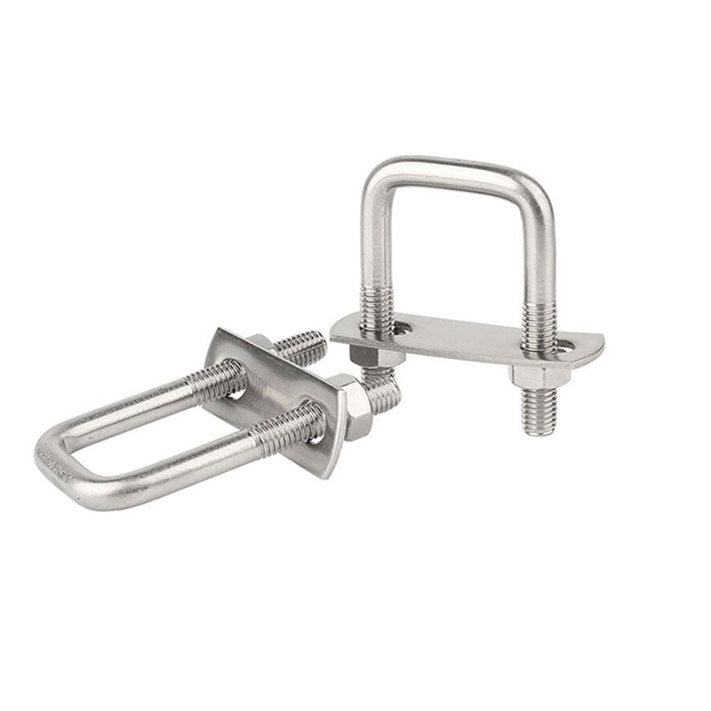 Stainless Steel Square U-Bolts Silver U Clamp Bolt with Nuts and Plates U Clamp Bolt