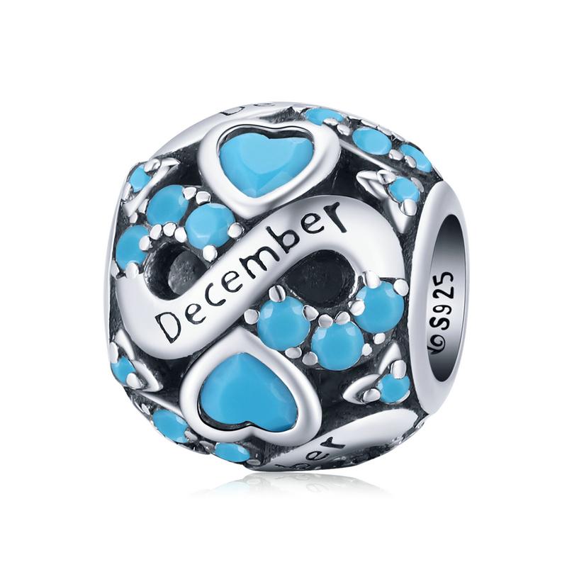 Bamoer 925 Sterling Silver Multi-color Zircon Infinite Love Birthstone Bead Charm for Original Bracelet Bangle Women Jewelry