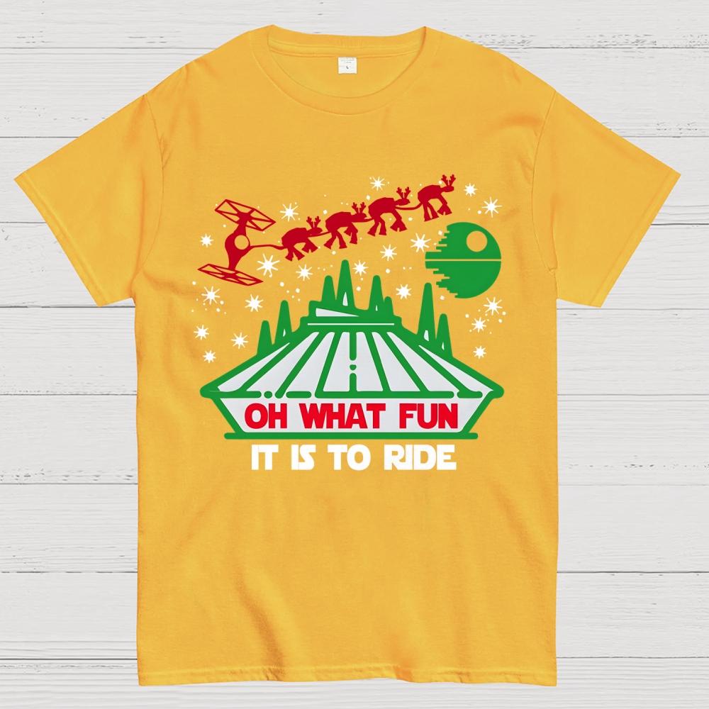 Oh What Fun It Is To Ride Christmas Cotton Summer Casual Cool Loose T-Shirt