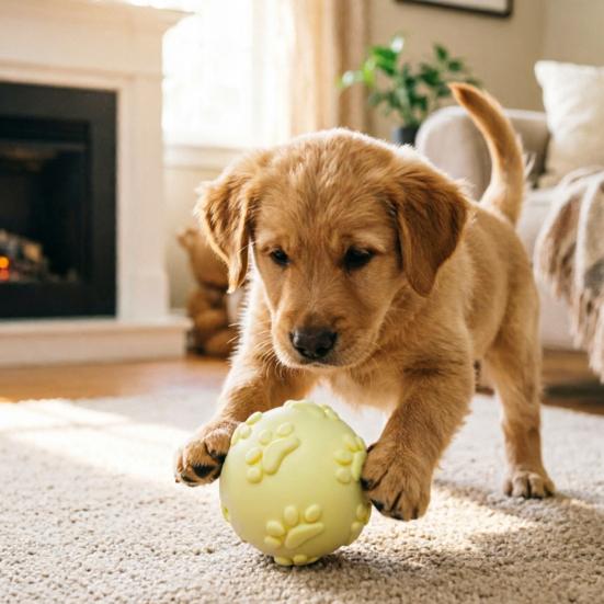 Squeaky Dog Ball Raised Texture Dog Chew Toy Bite-Resistant Puppy Teething Toy for Dogs Teeth Cleaning Boredom Relief