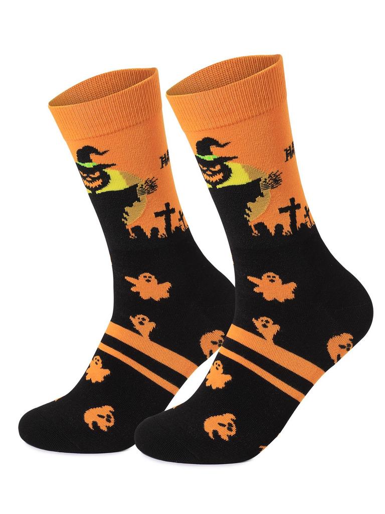 Original Halloween Warm Deodorant Mid-Calf Socks for Men and Women, Plus Size, Sweat-Absorbing.