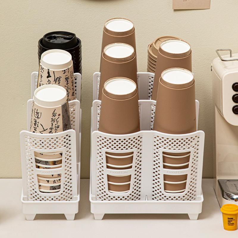 Detachable Multifunctional Disposable Paper Cup Holder Single Double Size Coffee Cup Storage Rack Plastic Ground Mounted Home Go