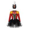 Kids Honor Guard Costume Long Sleeve Tassel Shoulder Zipper Tutu Leotard Feather Hat Ceremonial Dress Up Outfit