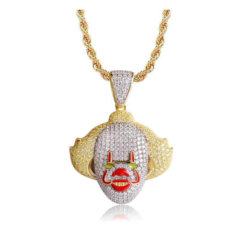 European and American Hip Hop Cosplay 3D Clown Pendant Halloween Gift Packaging Necklace
