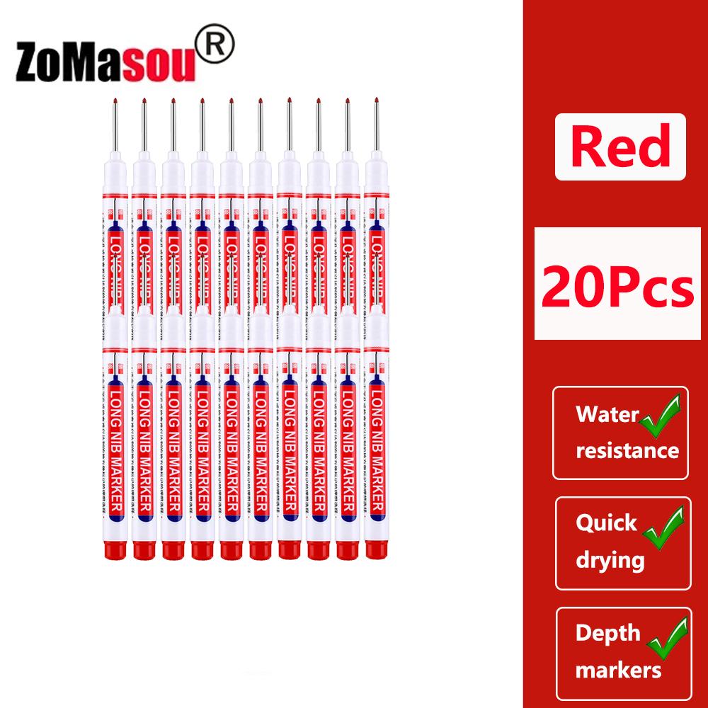 1-100 Stück 20mm Langer Kopf Markerstift Mehrzweck Holzbearbeitung Fliesen Dekoration Tiefloch Marker Stifte Rote/Schwarze/Blaue/Grüne Tinte