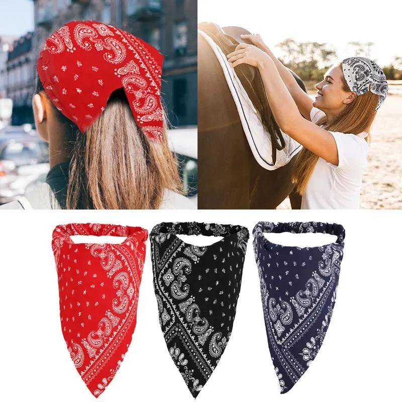 Floral Print Hair Scarf Bohemia Bandana Elastic Hair Band Triangle Scarf Kerchief Women Girl Hair Accessories Headscarf