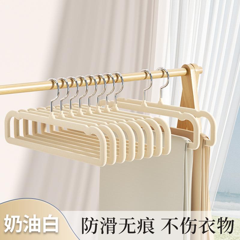 Flocked Hanger with Seamless Anti-slip Treatment - Ideal for Home Wardrobe Storage. Home Clothes Hanger. Home Clothes Rack.