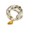 Breathable Silk Scarf Lightweight Printed Neck Scarf Elegant Pearl Buckle Scarf  Women