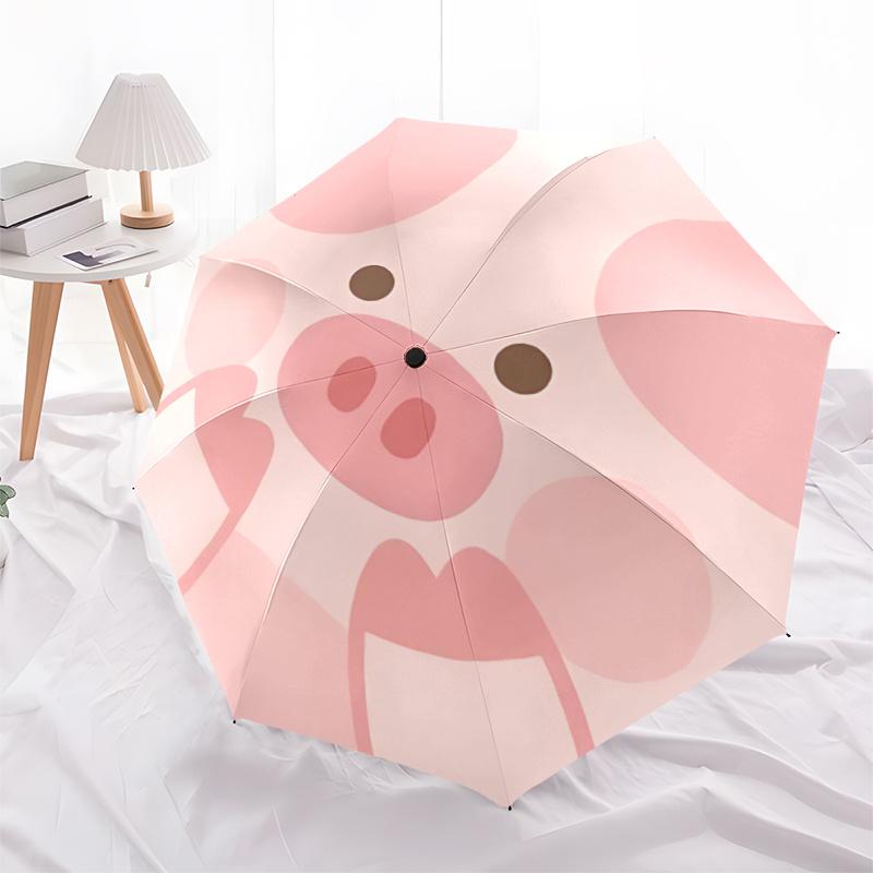 1pc Piggy PinkAutomatic Open/close Umbrella, 8-Rib Sturdy Structure, Portable Travel Umbrella, Parties, Everyday Usec27