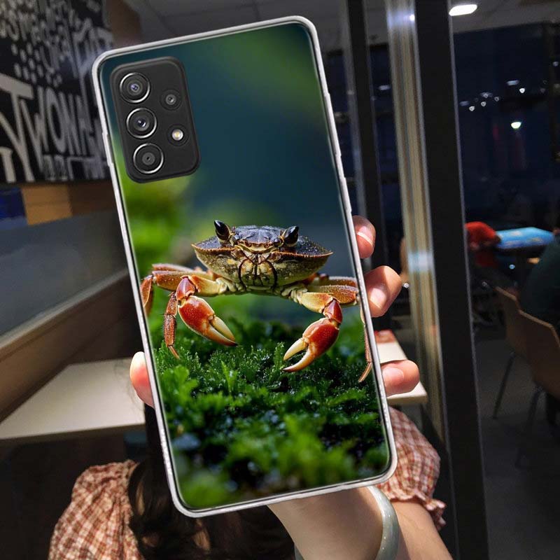 Unique Animal Crab Phone Case for Samsung A54 A57 A37 A17 A14 A15 A12 A24 A34 A55 A35 A25 A52S A07 A05S A04S A22 A32 A72 Galaxy