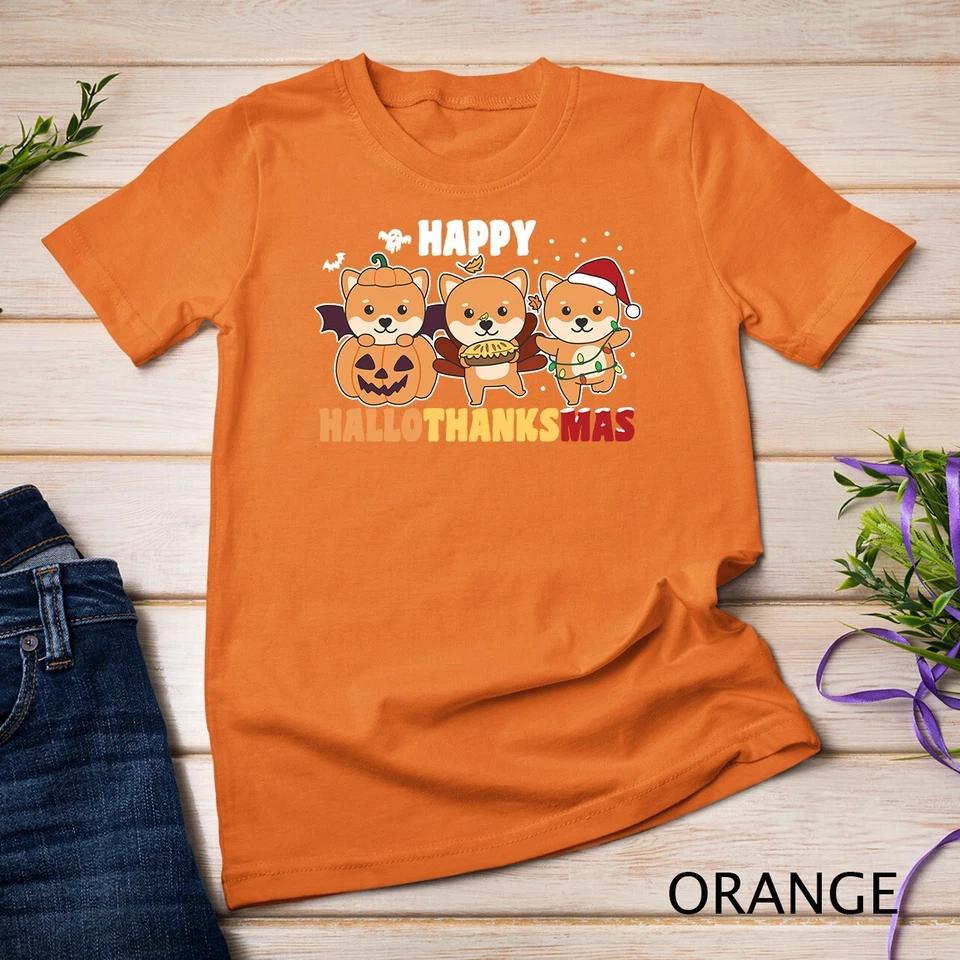 Shiba Inu Christmas Halloween Happy Hallothanksmas Tee Unisex T-shirt 6 XL