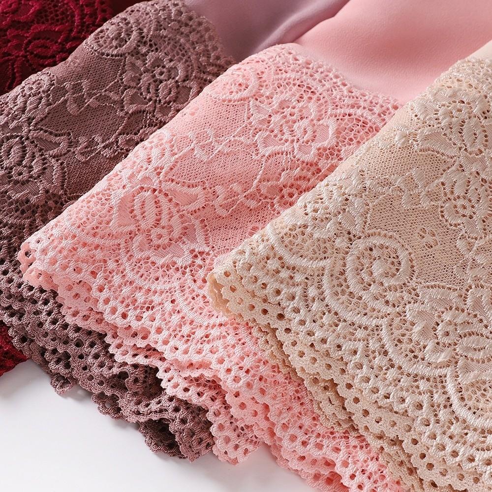 Solid Color Silk Scarf Lace Edge Ramadan Headscarf Versatile Sunscreen Shawl  Women Headwear