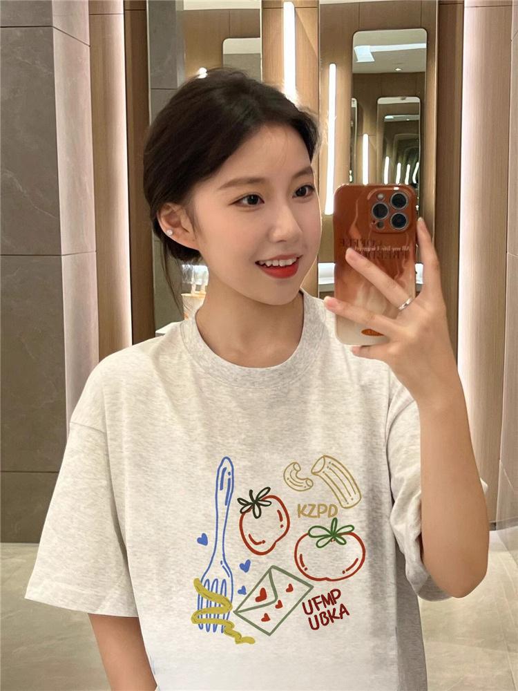 

Women s Retro Fruit Graffiti Cotton T-Shirt - 2025 Summer Design 3XL