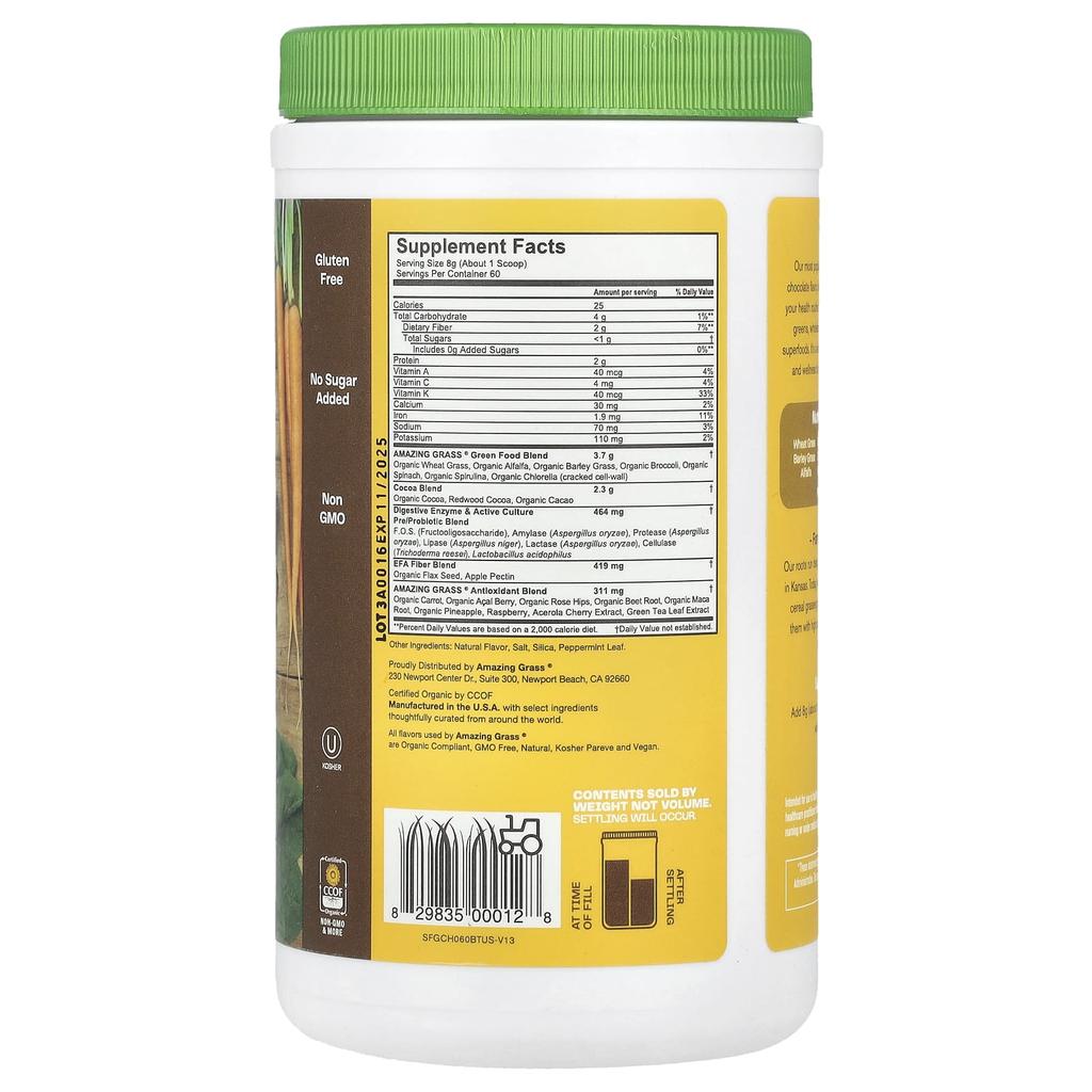 Greens Blend Superfood, Chocolate Flavor, 480G(1.06Oz)