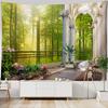 3D Landscape Tapestry, European Balcony, Aesthetic Home Art Decoration, Wall Hanging, Bedroom Living Room Background Poster