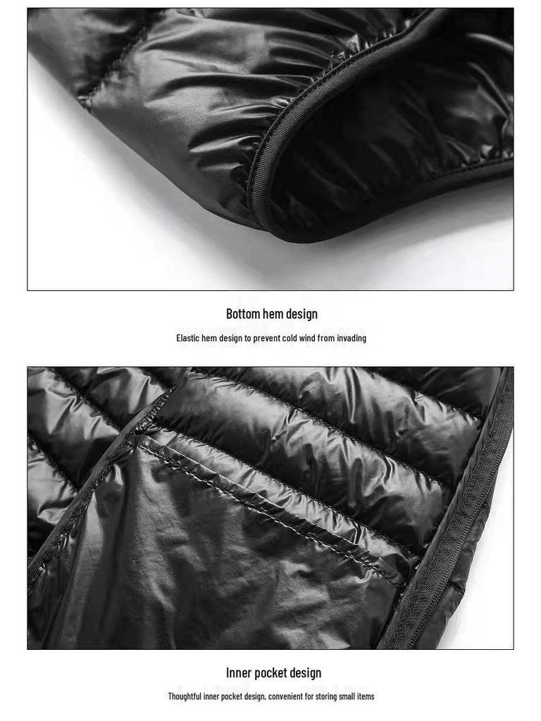 Men's 2025 Lightweight Warm White Duck Down Jacket with Stand Collar