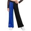 Girls Sequins Patchwork Pants Elastic Waist Color Block Dance Trousers Hip Hop Jazz Outfit