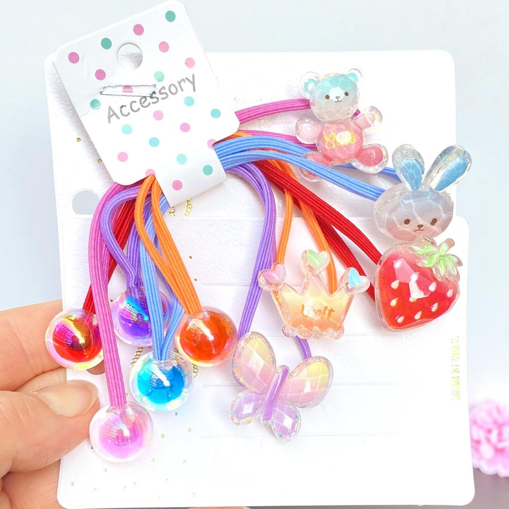 Girls' Cartoon Hair Ties - Colorful Jelly Candy Scrunchies, Elastic Rubber Bands for Kids and Babies, Cute Headwear Accessories.