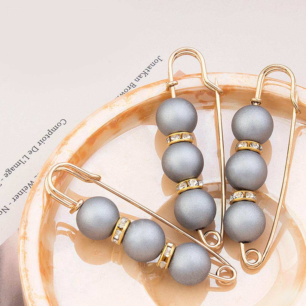 3Pcs Pearl Waist Cincher No Slip Pin Adjustable Waistband Clips for Pants Skirts Safety Pins for Women
