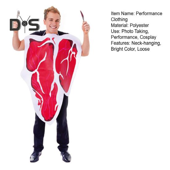 Performance Clothing Fake Steak Neck-hanging Bright Color Loose Halloween Party Cosplay Stage Performance Costume Photo Prop